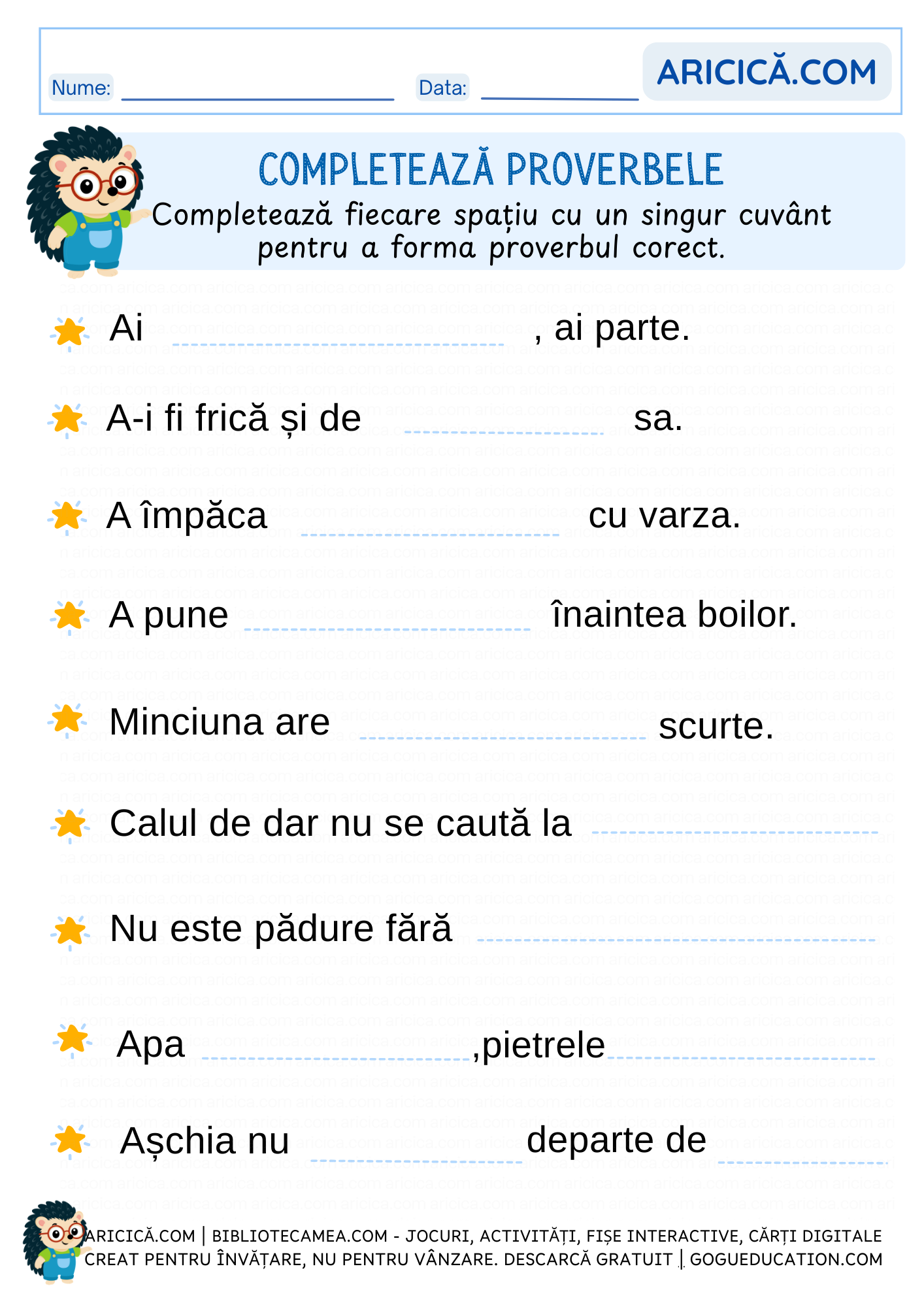 Completeaza proverbele