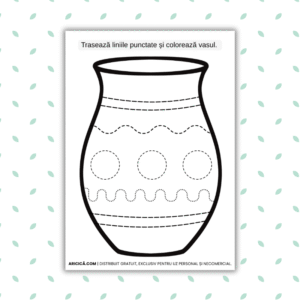 Fisa de lucru dezvoltarea motricitatii fine trasare linii punctate vas