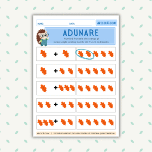 Aricică.com - Matematica - Fisa Adună Frunzele - 1 - 10