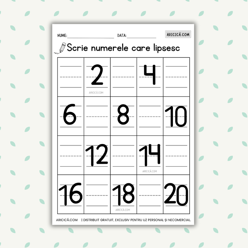 Matematica Scrie numerele care lipses Aricică.com